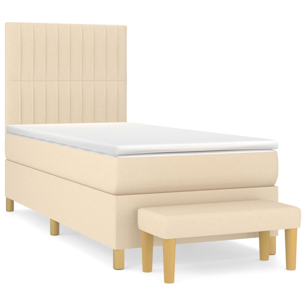 Sommier à lattes de lit avec matelas Crème 100x200 cm Tissu