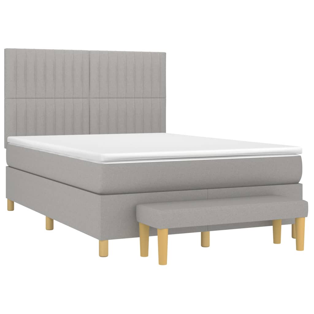 Sommier à lattes de lit avec matelas Gris clair 140x190cm Tissu