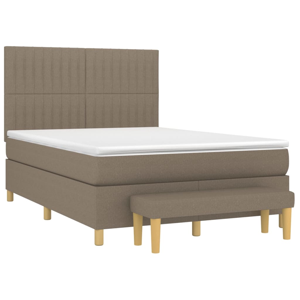 Sommier à lattes de lit avec matelas Taupe 140x200 cm Tissu