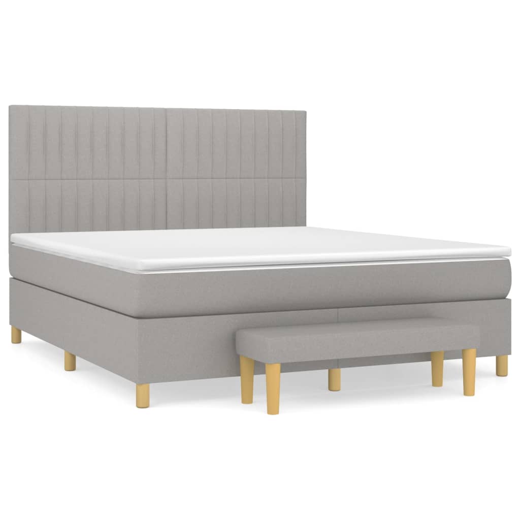 Sommier à lattes de lit avec matelas Gris clair 160x200cm Tissu