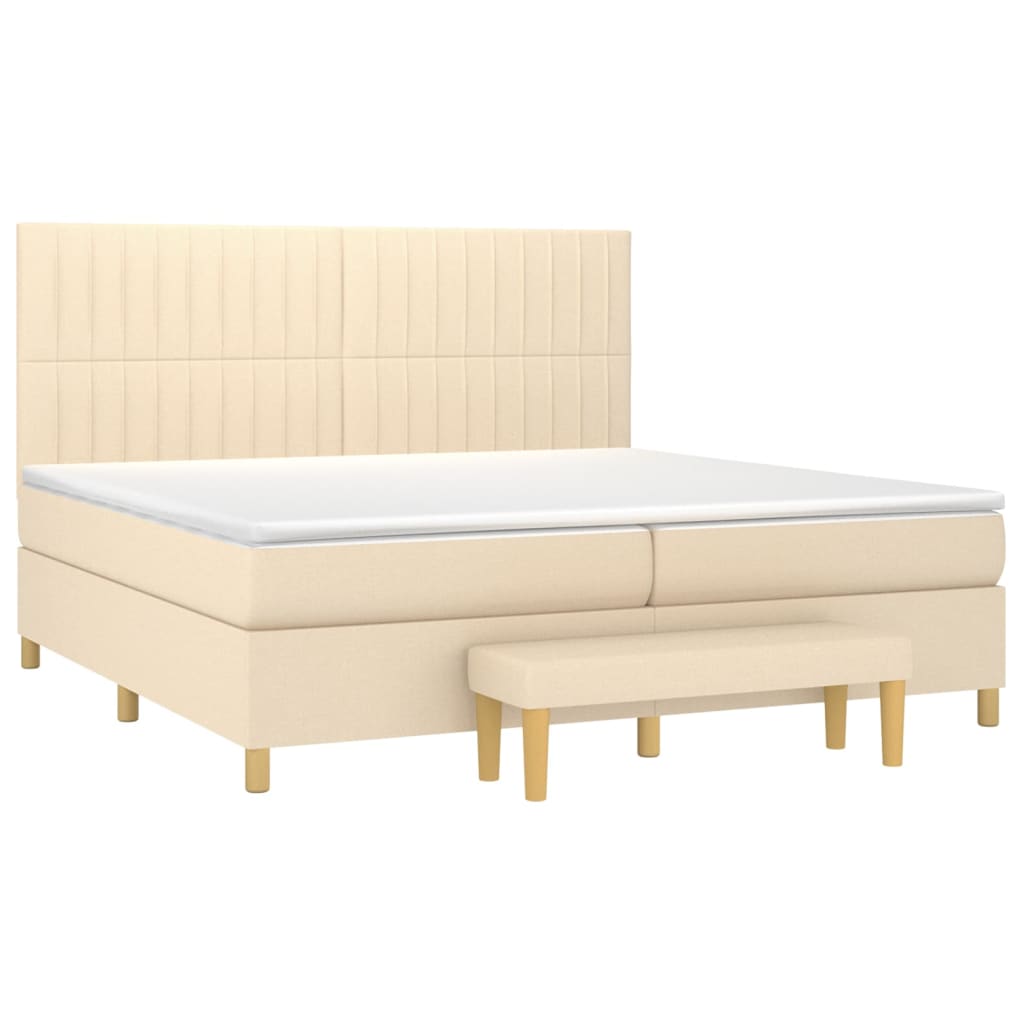 Sommier à lattes de lit avec matelas Crème 200x200 cm Tissu