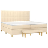 Sommier à lattes de lit avec matelas Crème 200x200 cm Tissu