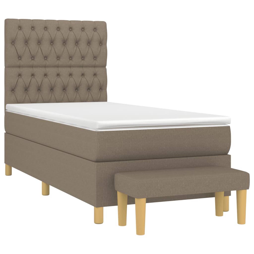 Sommier à lattes de lit avec matelas Taupe 90x190 cm Tissu