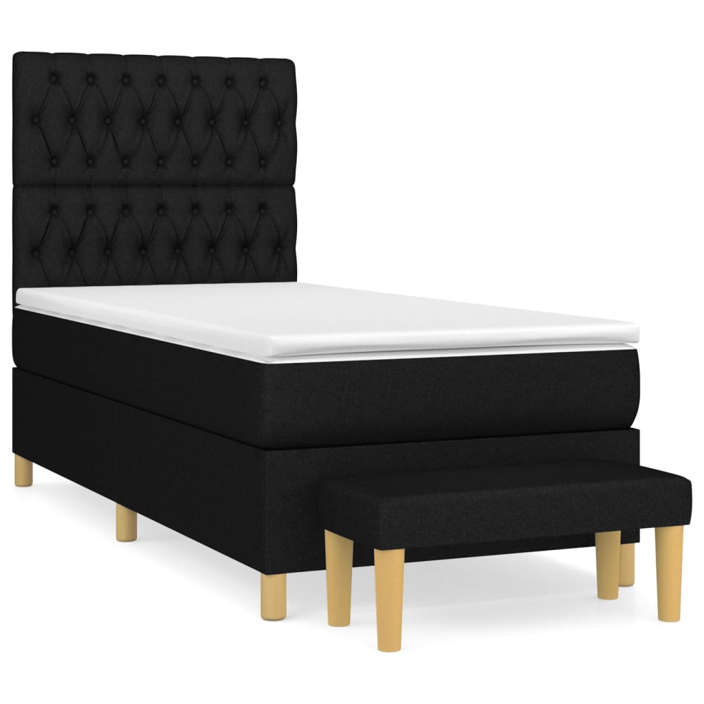 Sommier à lattes de lit avec matelas Noir 90x200 cm Tissu