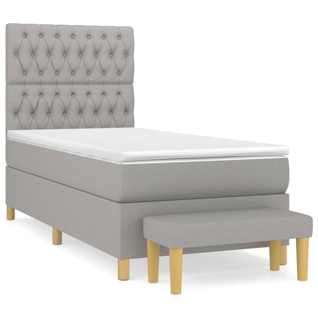 Sommier à lattes de lit avec matelas Gris clair 100x200cm Tissu