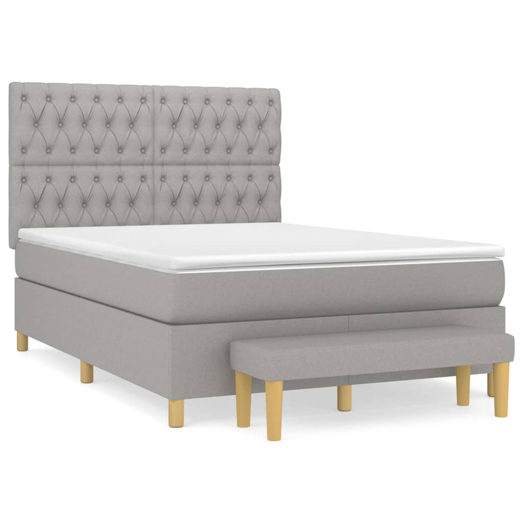 Sommier à lattes de lit avec matelas Gris clair 140x200cm Tissu