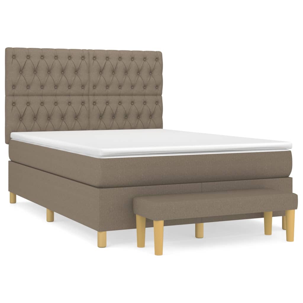 Sommier à lattes de lit avec matelas Taupe 140x200 cm Tissu