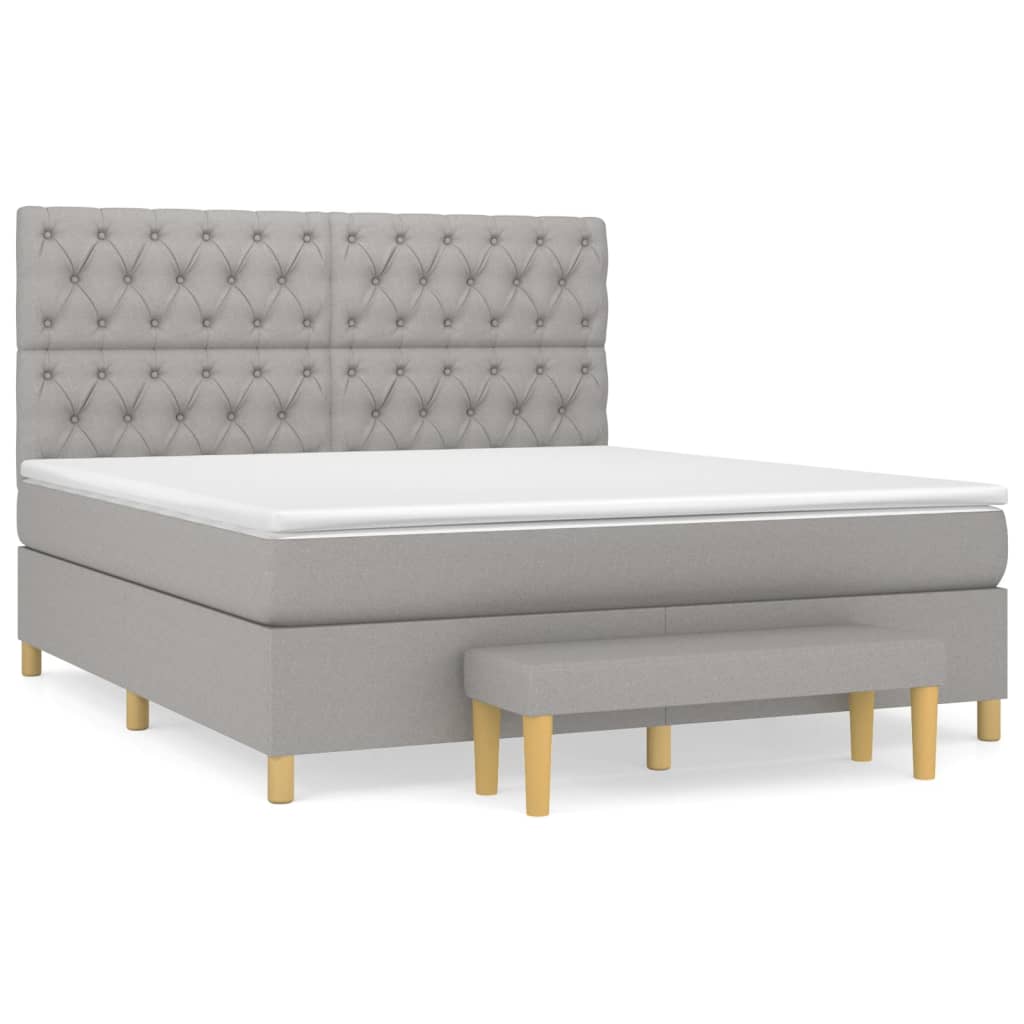 Sommier à lattes de lit avec matelas Gris clair 160x200cm Tissu