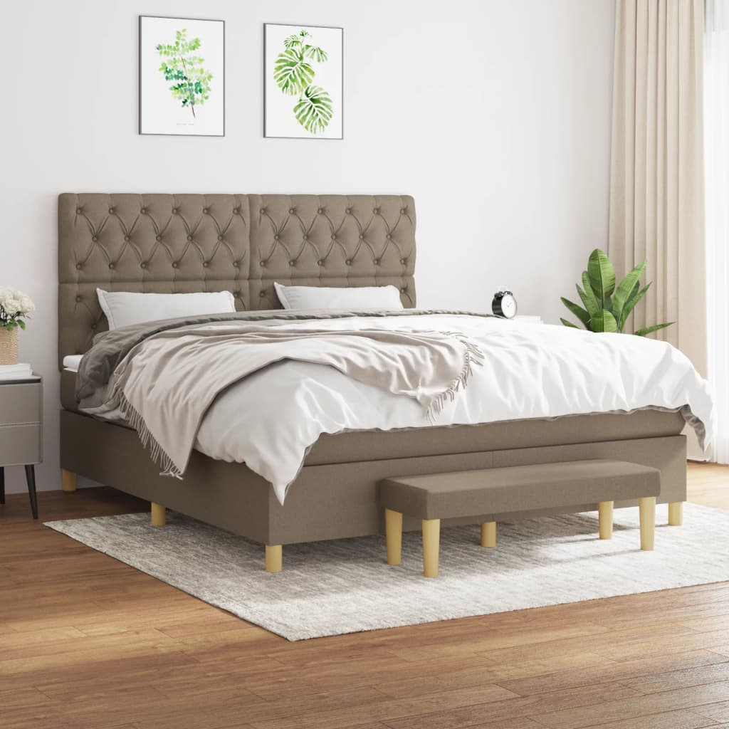 Sommier à lattes de lit avec matelas Taupe 160x200 cm Tissu