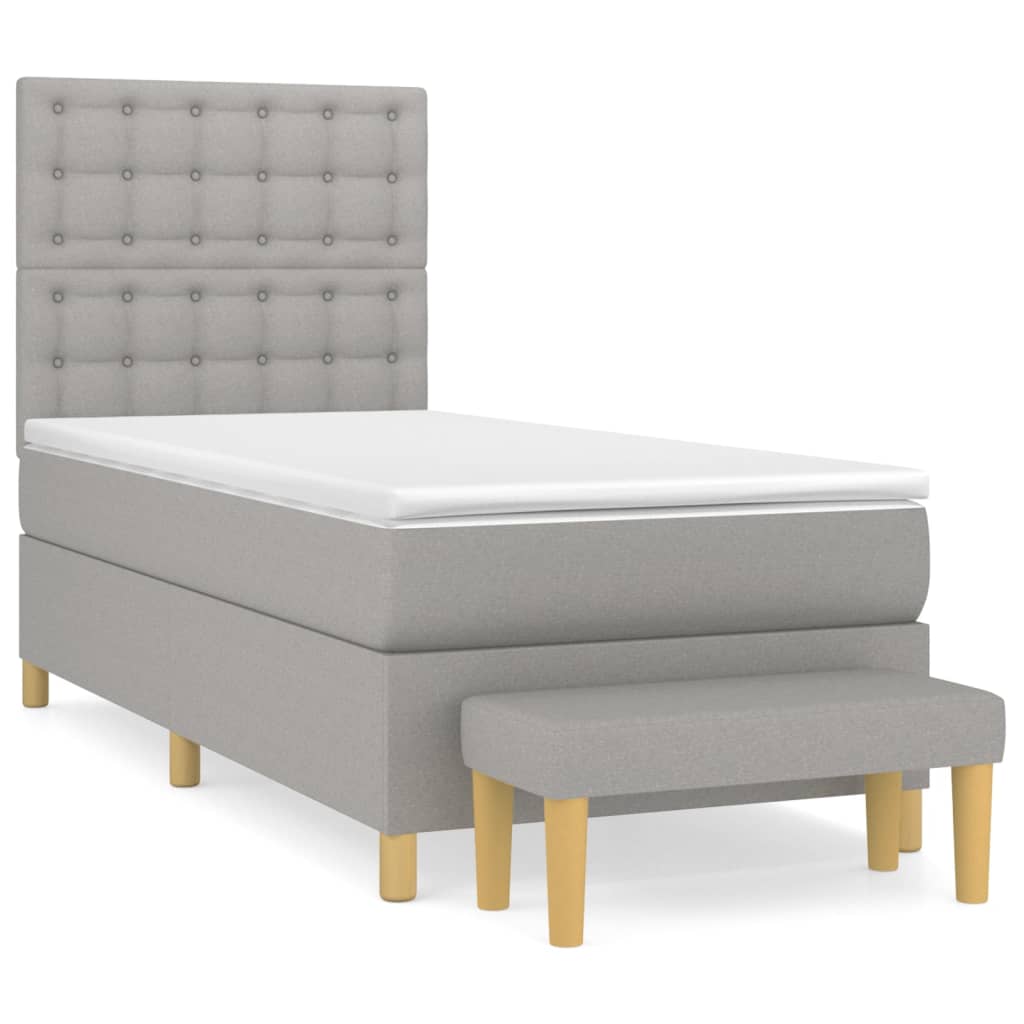 Sommier à lattes de lit avec matelas Gris clair 80x200 cm Tissu