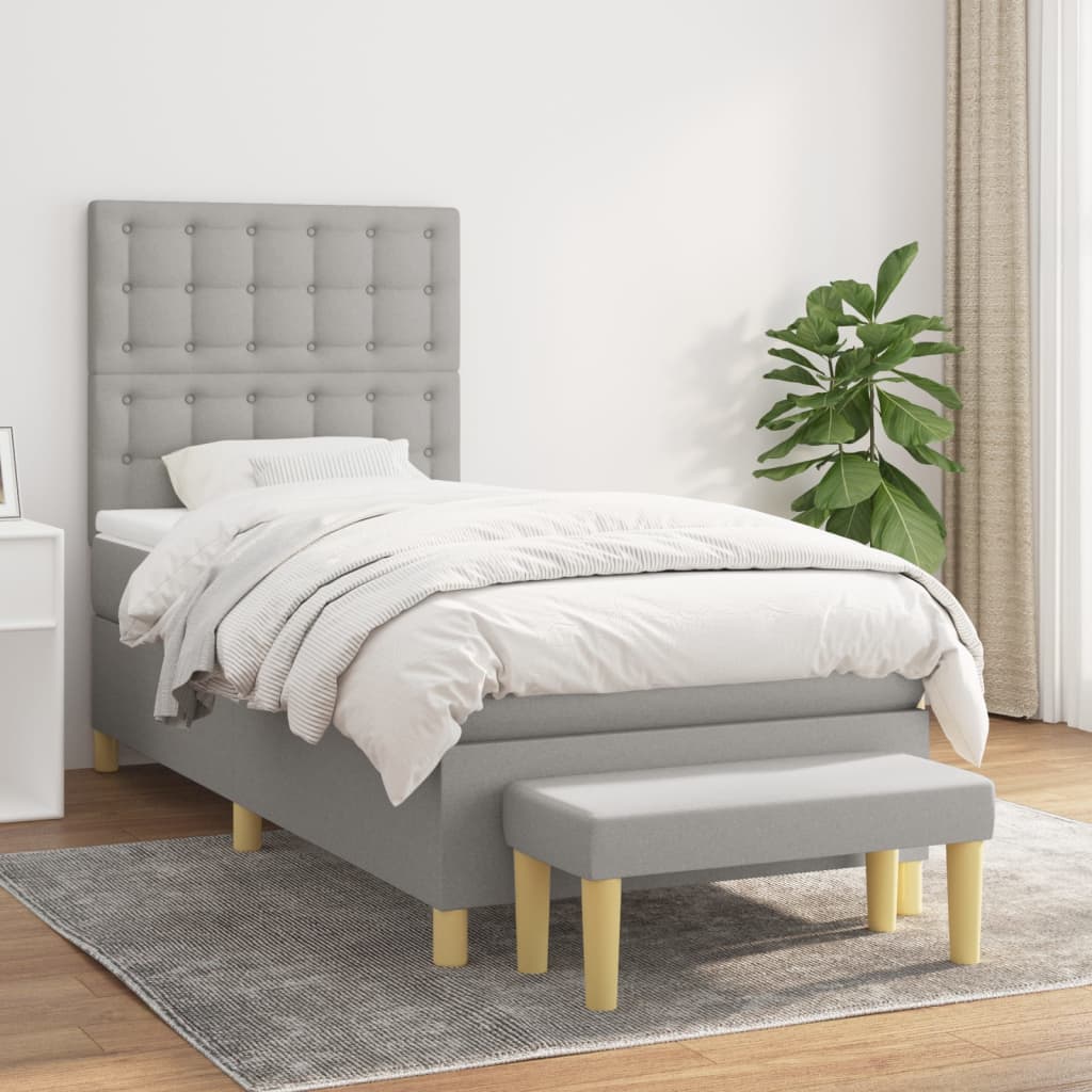 Sommier à lattes de lit avec matelas Gris clair 80x200 cm Tissu