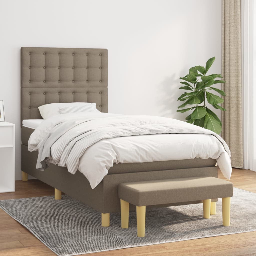 Sommier à lattes de lit avec matelas Taupe 90x190 cm Tissu