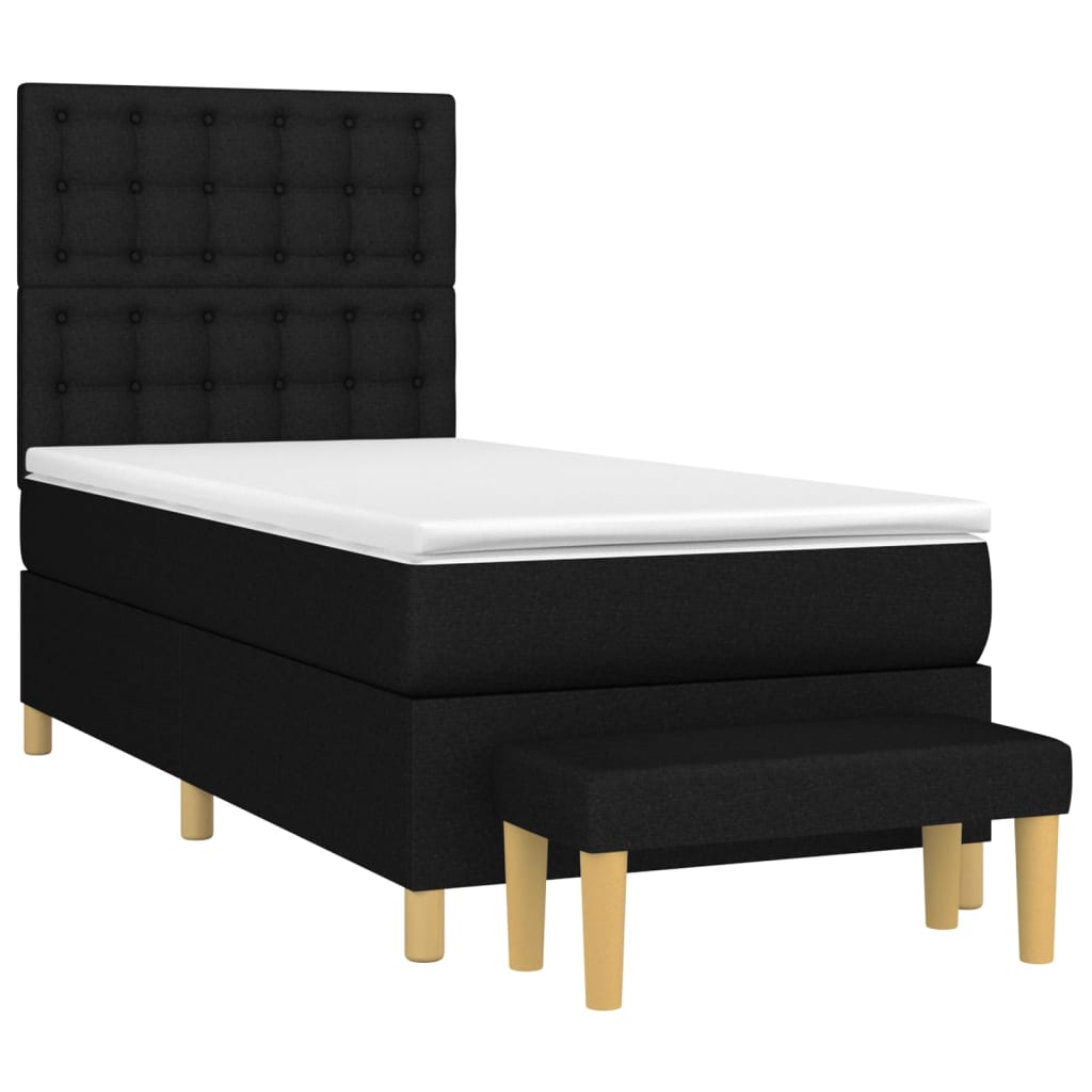 Sommier à lattes de lit avec matelas Noir 90x200 cm Tissu