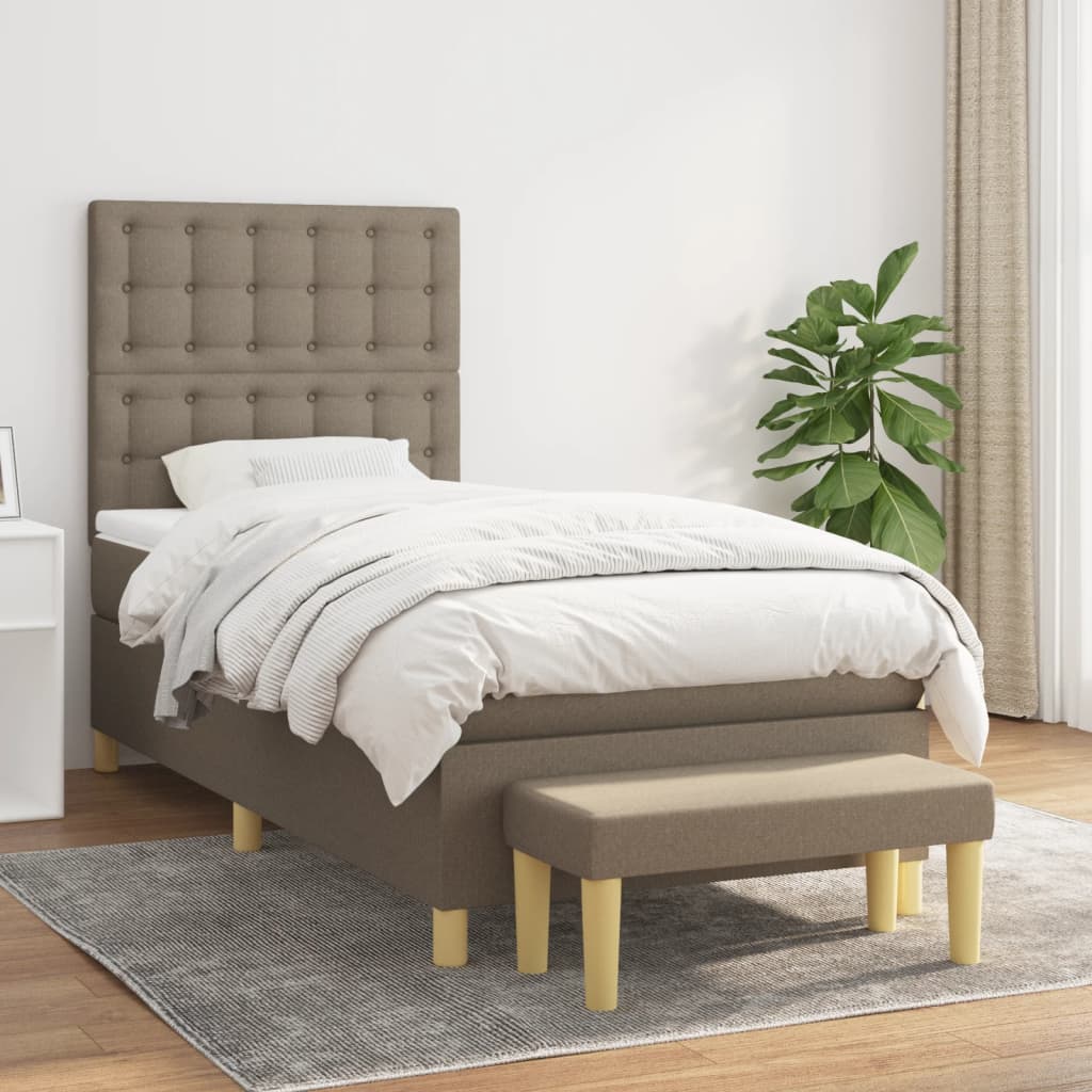 Sommier à lattes de lit avec matelas Taupe 90x200 cm Tissu