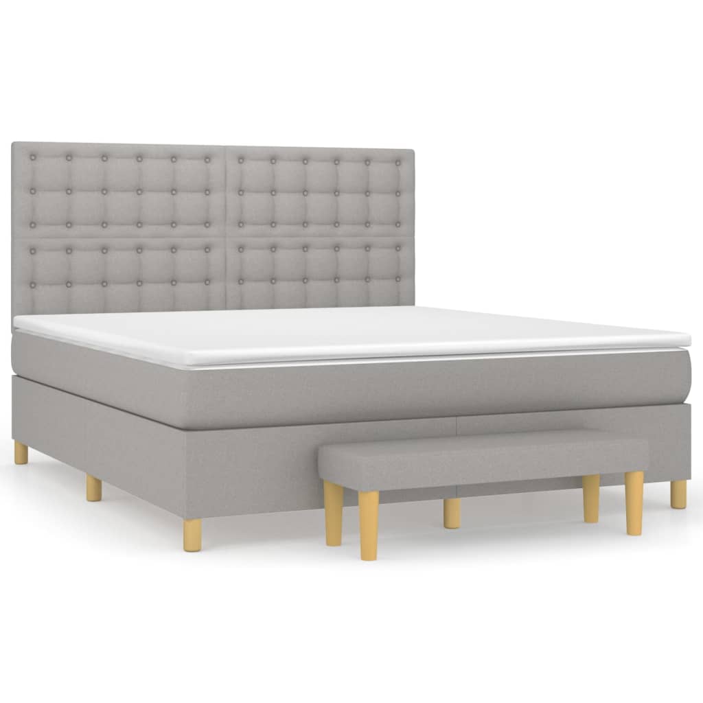 Sommier à lattes de lit avec matelas Gris clair 160x200cm Tissu