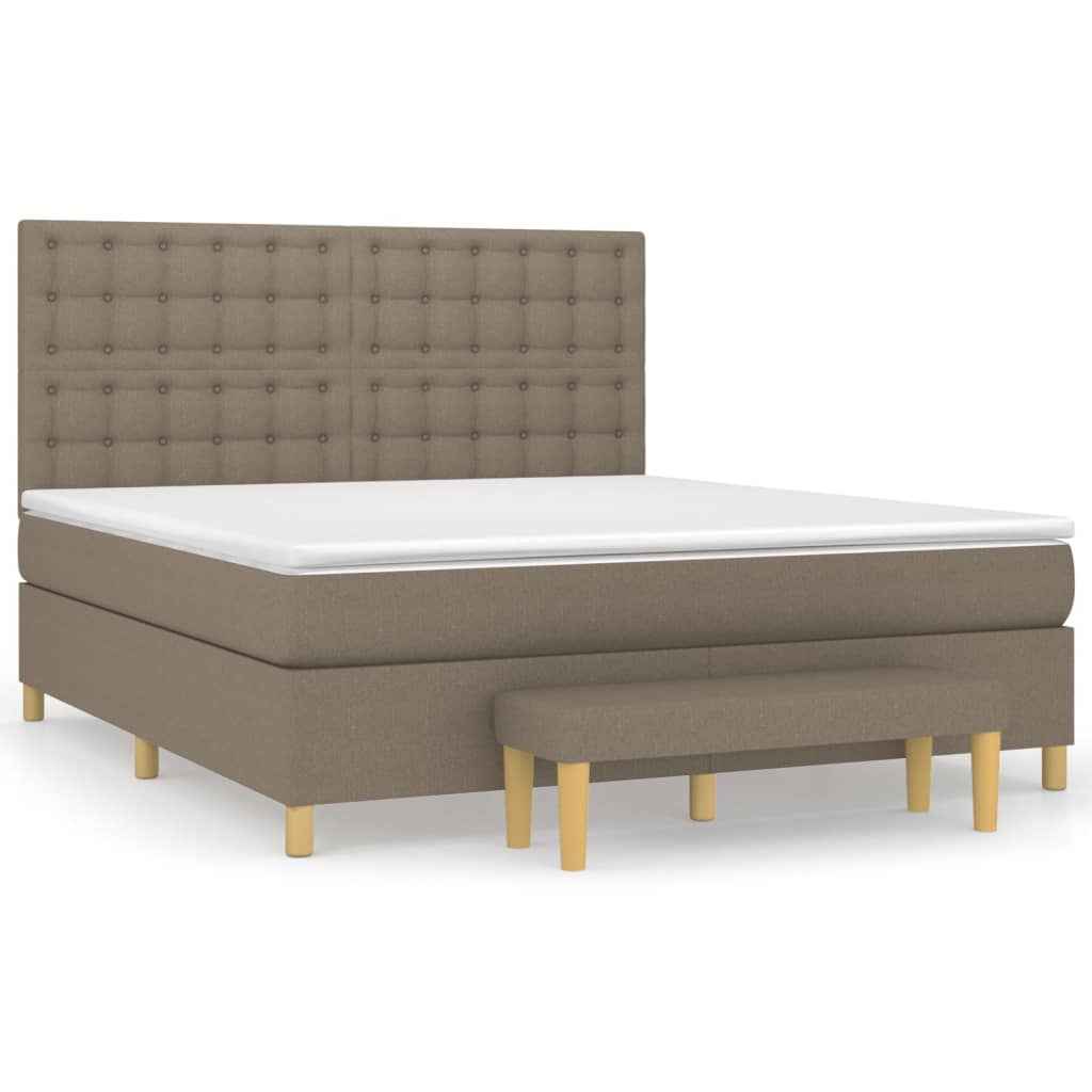 Sommier à lattes de lit avec matelas Taupe 160x200 cm Tissu