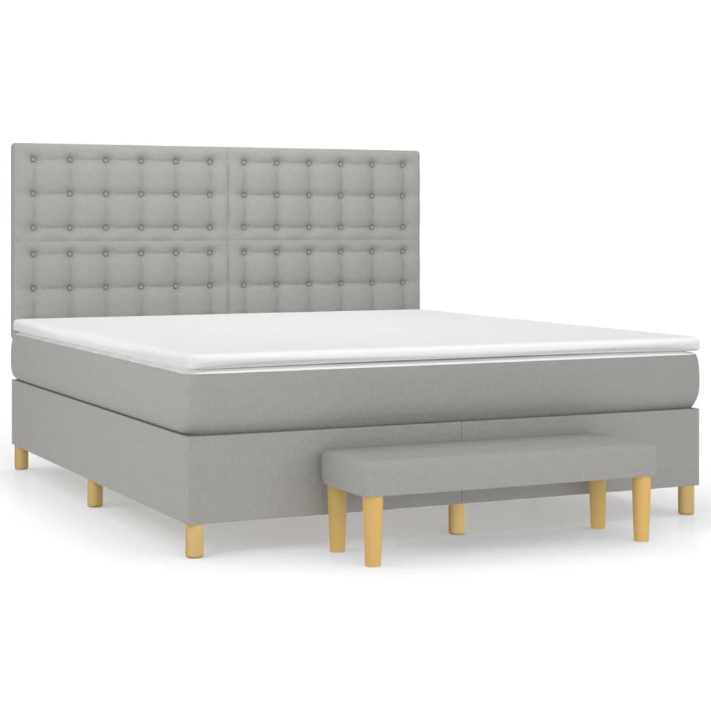 Sommier à lattes de lit avec matelas Gris clair 180x200cm Tissu