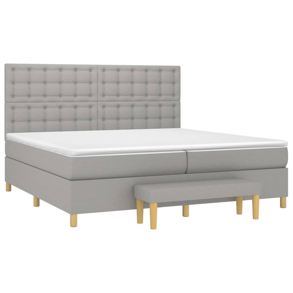 Sommier à lattes de lit avec matelas Gris clair 200x200cm Tissu