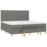 Sommier à lattes de lit avec matelas Gris foncé 200x200cm Tissu