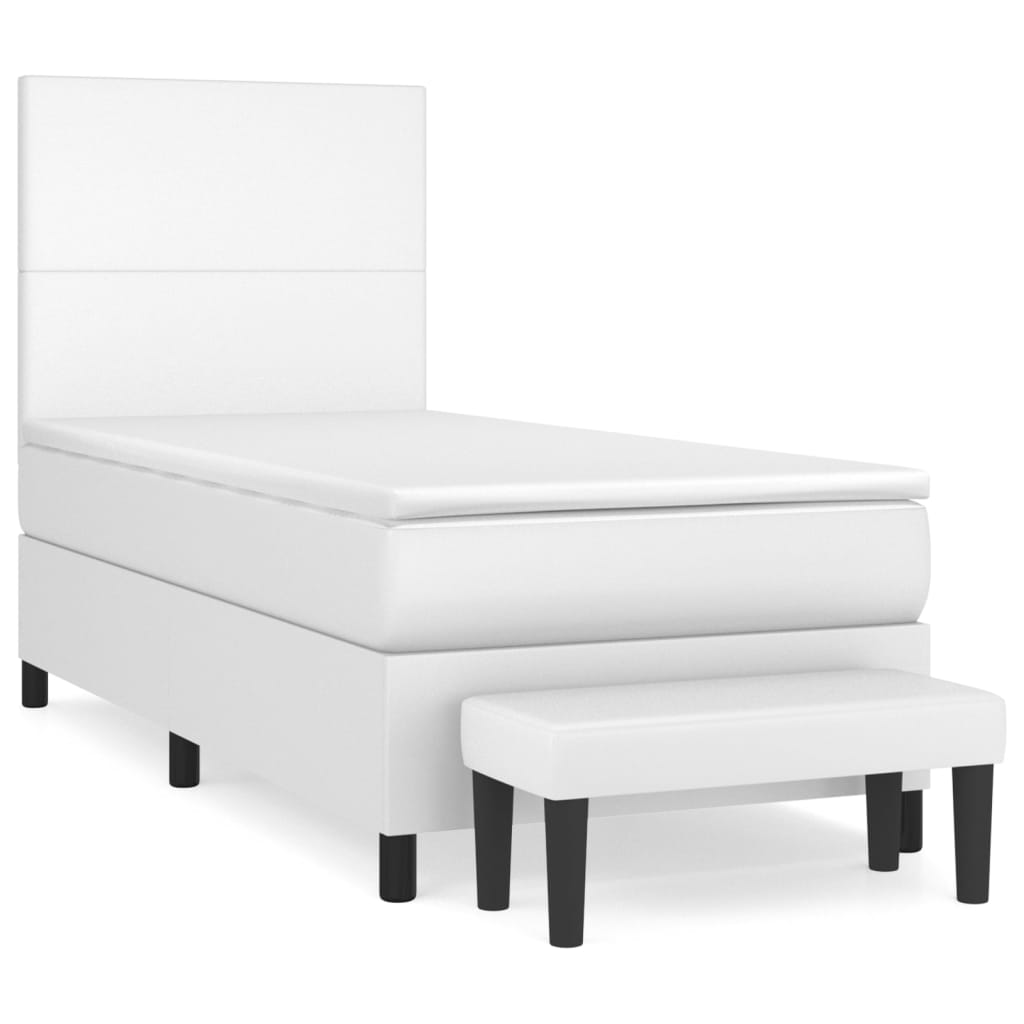 Sommier à lattes de lit avec matelas Blanc 80x200 cm Similicuir