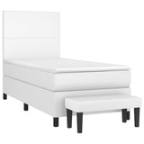 Sommier à lattes de lit avec matelas Blanc 90x200 cm Similicuir