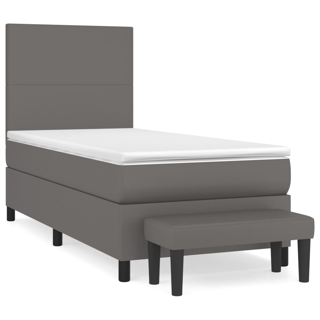 Sommier à lattes de lit avec matelas Gris 90x200 cm Similicuir