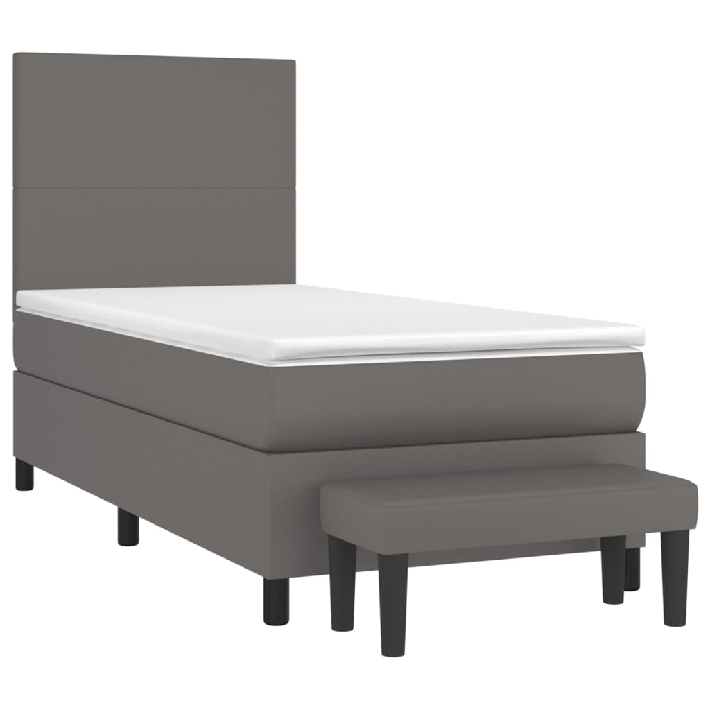 Sommier à lattes de lit avec matelas Gris 90x200 cm Similicuir