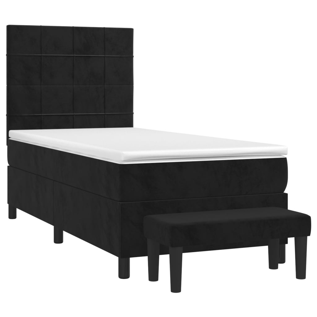 Sommier à lattes de lit avec matelas Noir 90x200 cm Velours