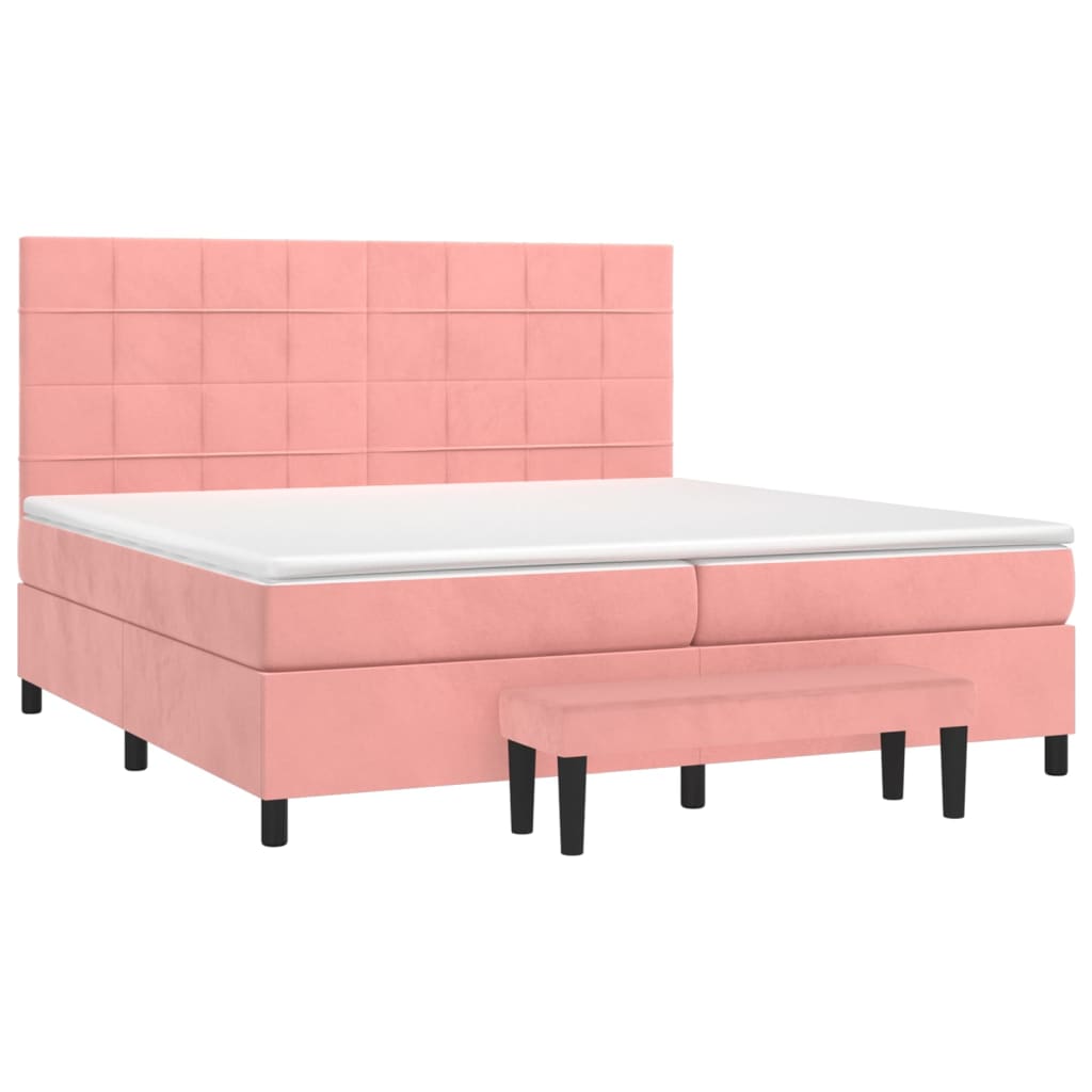 Sommier à lattes de lit avec matelas Rose 200x200 cm Velours