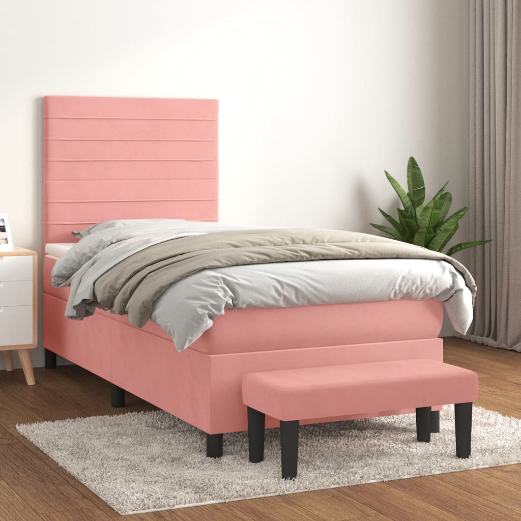 Sommier à lattes de lit avec matelas Rose 90x190 cm Velours