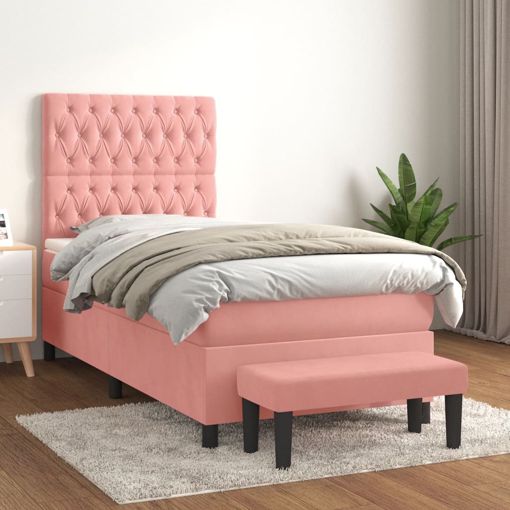 Sommier à lattes de lit avec matelas Rose 90x190 cm Velours