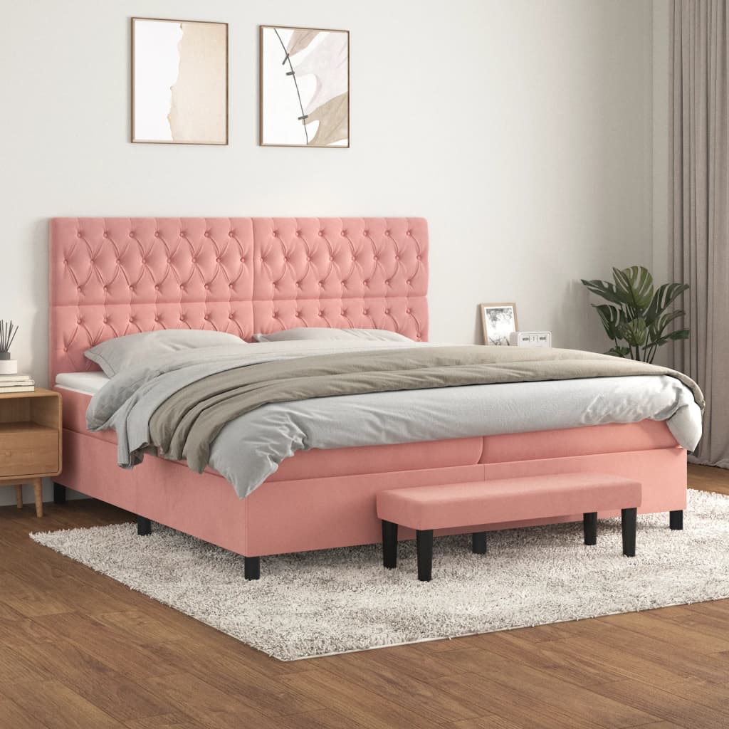 Sommier à lattes de lit avec matelas Rose 200x200 cm Velours