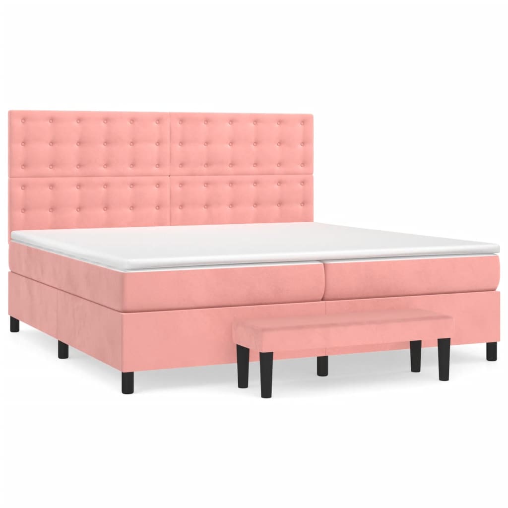 Sommier à lattes de lit avec matelas Rose 200x200 cm Velours