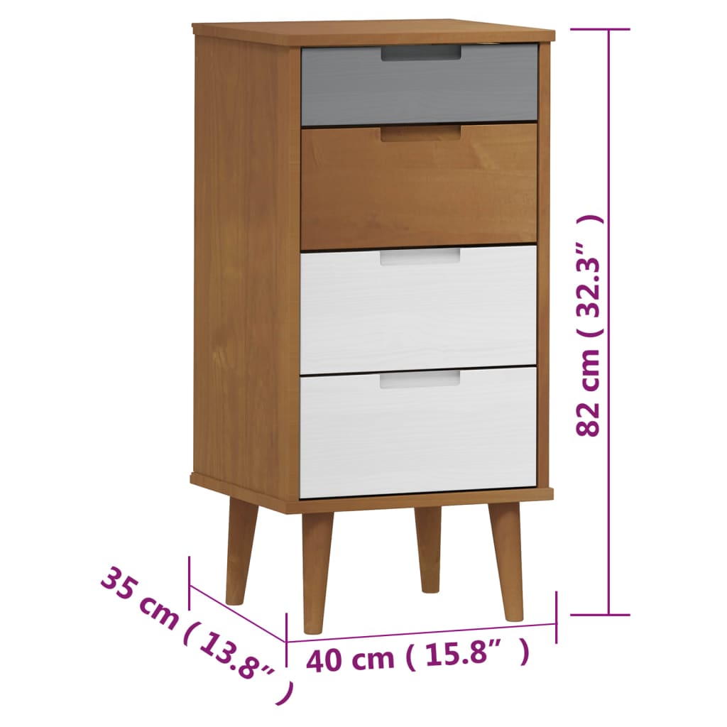 Commode MOLDE Marron 40x35x82 cm Bois de pin massif