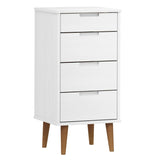 Commode MOLDE Blanc 40x35x82 cm Bois de pin massif