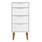 Commode MOLDE Blanc 40x35x82 cm Bois de pin massif