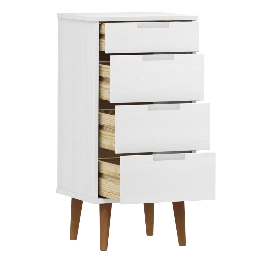 Commode MOLDE Blanc 40x35x82 cm Bois de pin massif