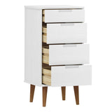 Commode MOLDE Blanc 40x35x82 cm Bois de pin massif