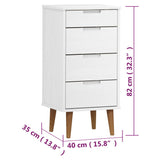 Commode MOLDE Blanc 40x35x82 cm Bois de pin massif