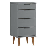 Commode MOLDE Gris 40x35x82 cm Bois de pin massif