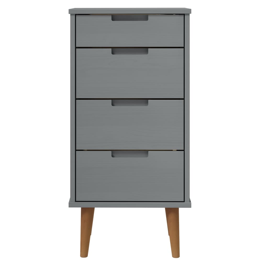 Commode MOLDE Gris 40x35x82 cm Bois de pin massif