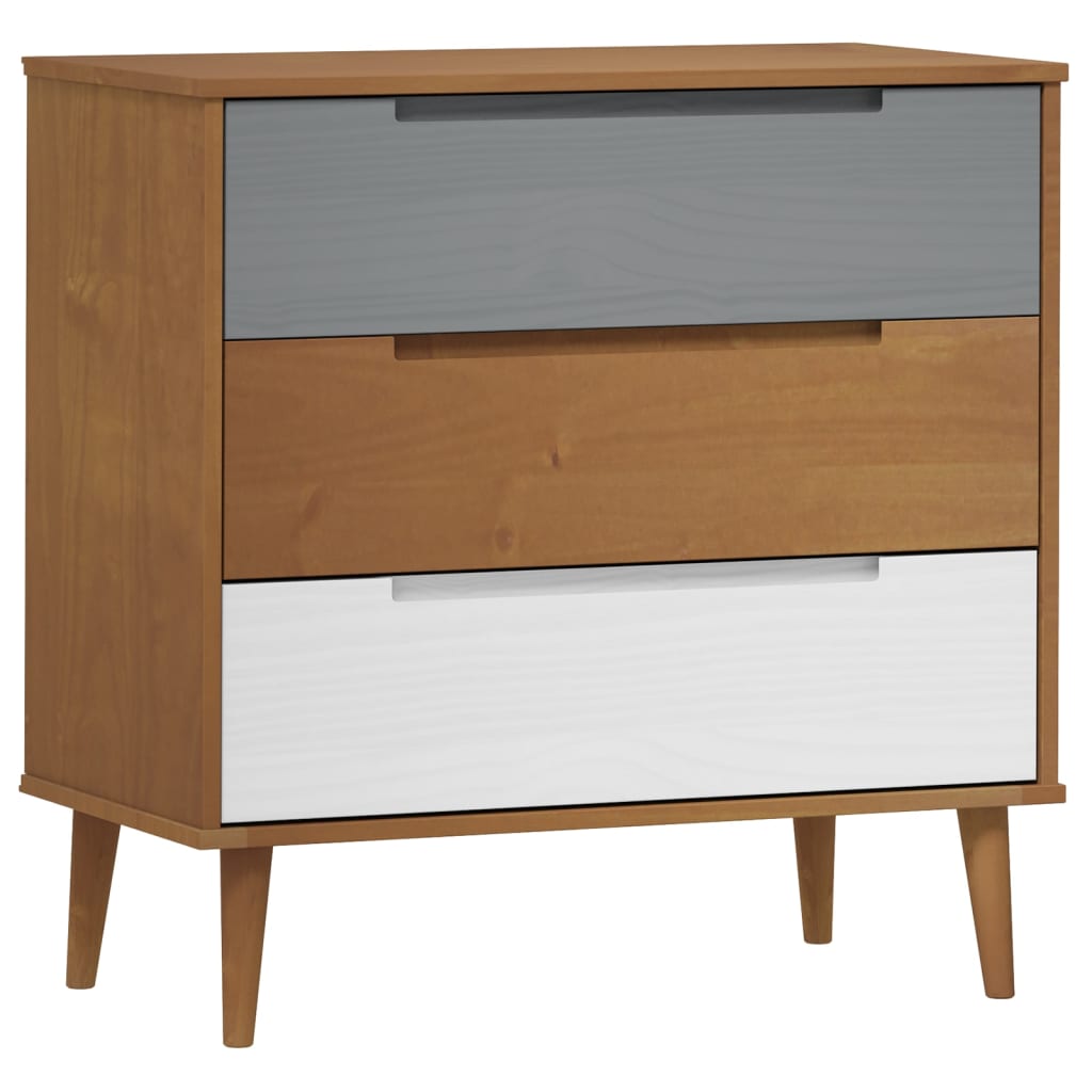 Commode MOLDE Marron 80x40x80 cm Bois de pin solide