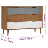 MOLDE Kommode Braun 113x40x80 cm Massives Kiefernholz