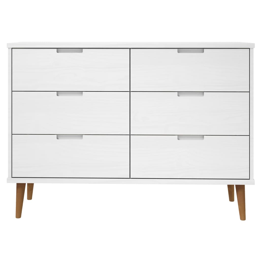 Commode MOLDE Blanc 113x40x80 cm Bois de pin massif