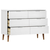 Commode MOLDE Blanc 113x40x80 cm Bois de pin massif