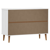 Commode MOLDE Blanc 113x40x80 cm Bois de pin massif