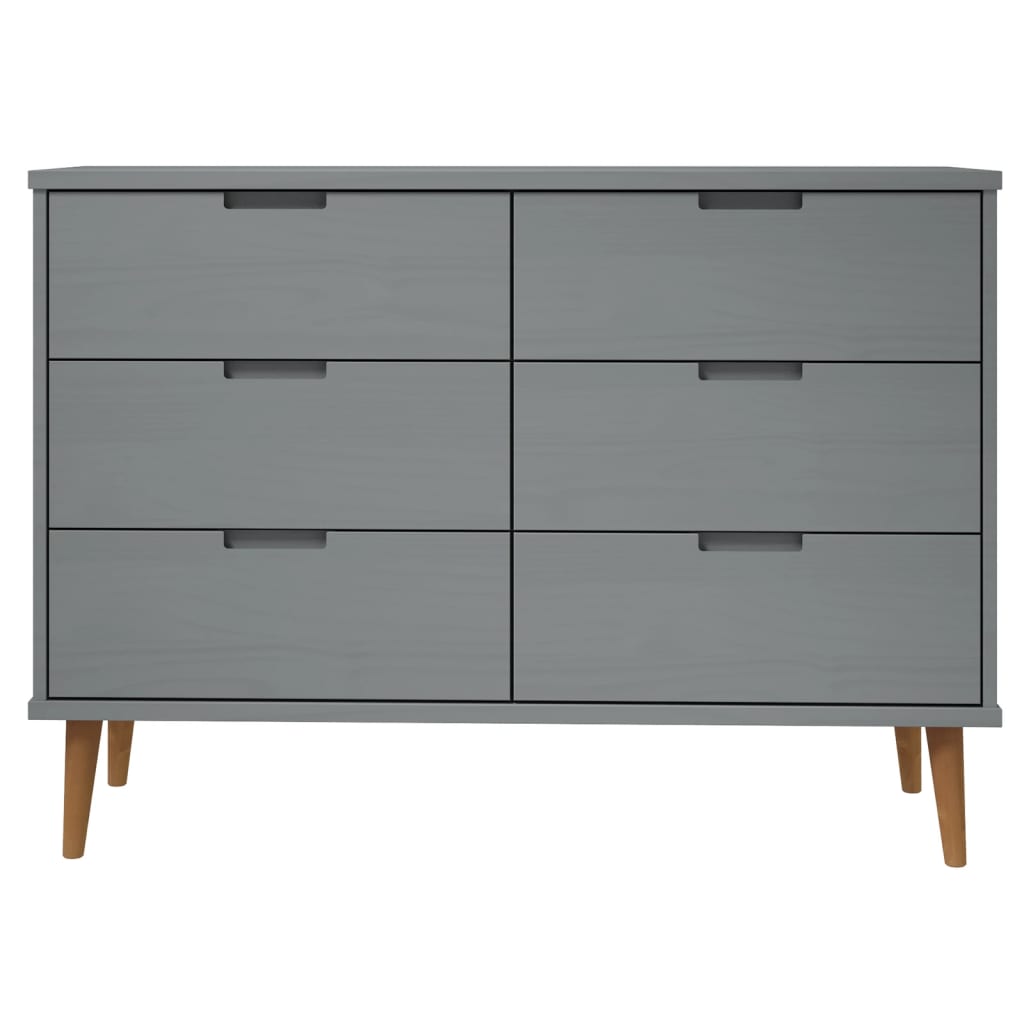 Commode MOLDE Gris 113x40x80 cm Bois de pin massif