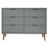 Commode MOLDE Gris 113x40x80 cm Bois de pin massif