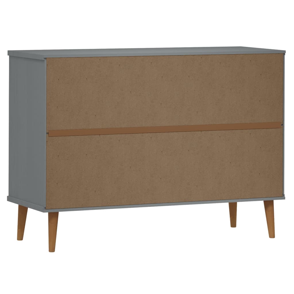 Commode MOLDE Gris 113x40x80 cm Bois de pin massif