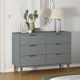 Commode MOLDE Gris 113x40x80 cm Bois de pin massif